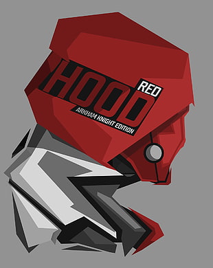 red and gray Hood logo, superhero, DC Comics, Red Hood, gray background