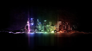 photo of city buildings with lights