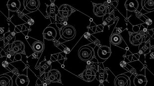 black and white connecting gears wallpaper, Steins;Gate 0, Steins;Gate