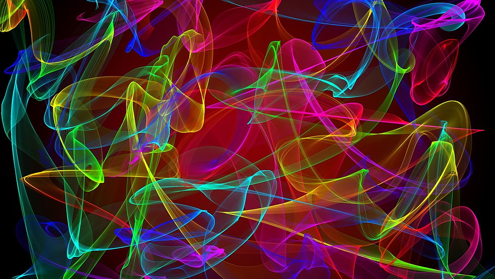 multicolored lines digital wallpaper, digital art, minimalism, abstract, smoke HD wallpaper