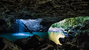 brown cave, landscape, cave, nature HD wallpaper
