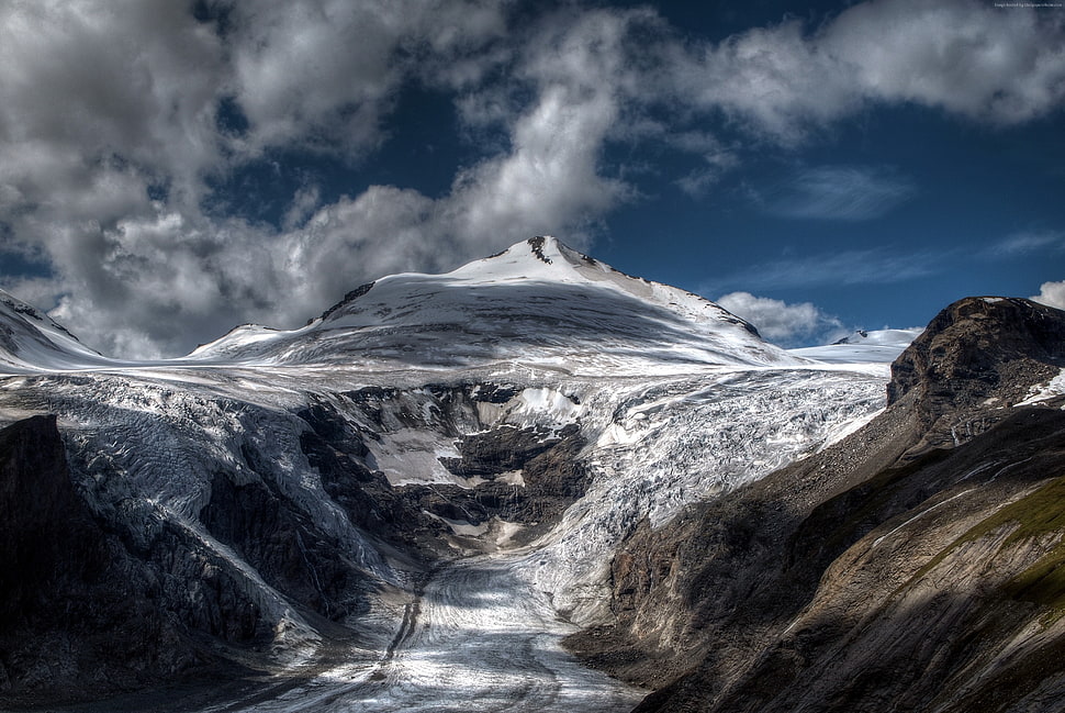 mountain coated with snow HD wallpaper