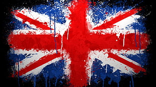 United Kingdom flag, UK, flag, Union Jack, paint splatter HD wallpaper