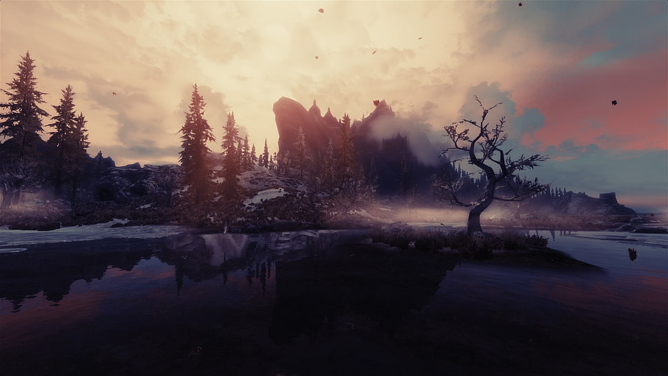 bare tree, The Elder Scrolls V: Skyrim, video games HD wallpaper