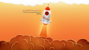 white and red rocket illustration, Walt Disney, quote