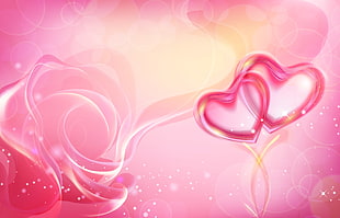 pink hearts on pink and white background