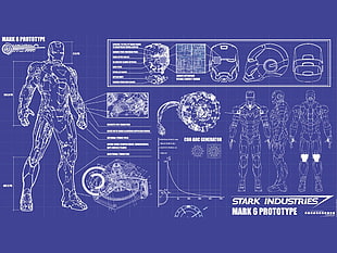 Stark Industries Mark 6 prototype blueprint HD wallpaper