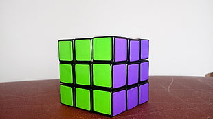 green and purple Rubiks cube, Rubik's Cube HD wallpaper