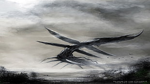 creature on sky digital wallpaper, fantasy art