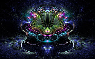 multicolored floral artworj, abstract, fractal