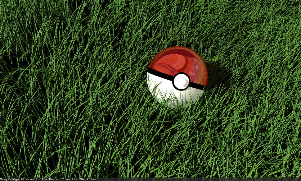 red and white Pokemon pokeball, Pokémon, Pokéballs, grass, render HD wallpaper
