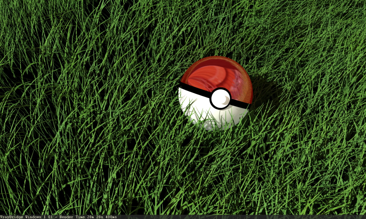 red and white Pokemon pokeball, Pokémon, Pokéballs, grass, render