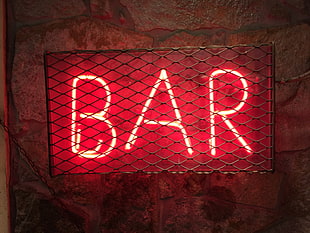 red BAR neon signage HD wallpaper