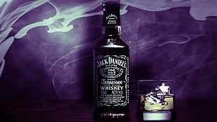 Jack Daniels whiskey bottle with cup, Jack Daniel's, alcohol
