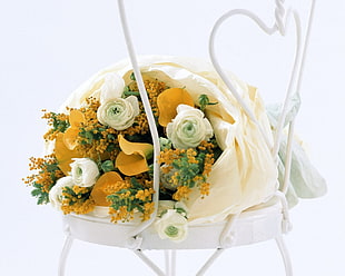white Rose and yellow Calla Lily flowers bouquet