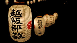 white Chinese lantern lights, lantern, Japanese