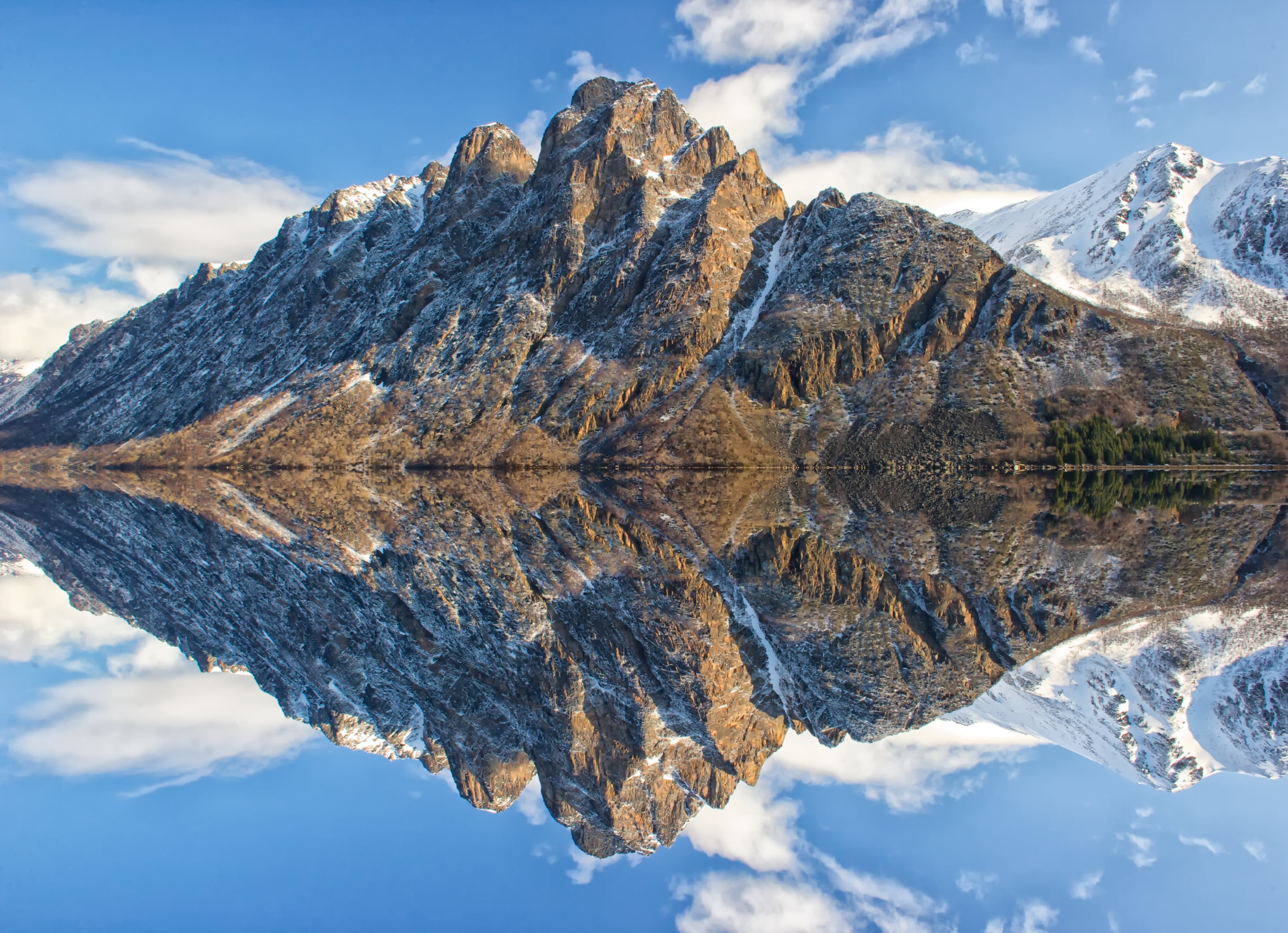 Landscape Reflection Photography Of Snowy Mountain Surrounded With Body