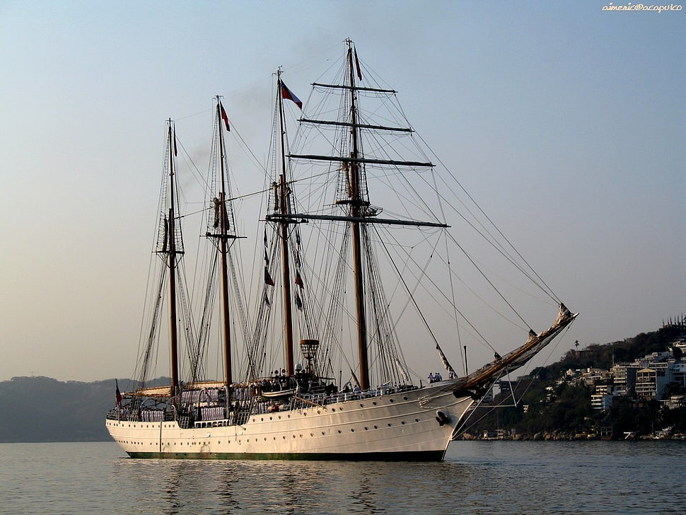 white flagship, sailing ship, ship, vehicle HD wallpaper
