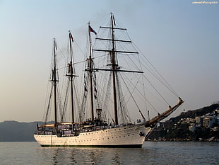 white flagship, sailing ship, ship, vehicle
