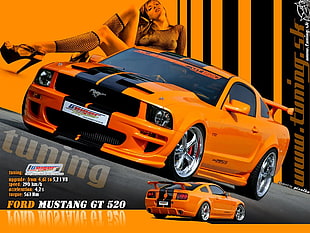 orange Ford Mustang GT 520, car HD wallpaper