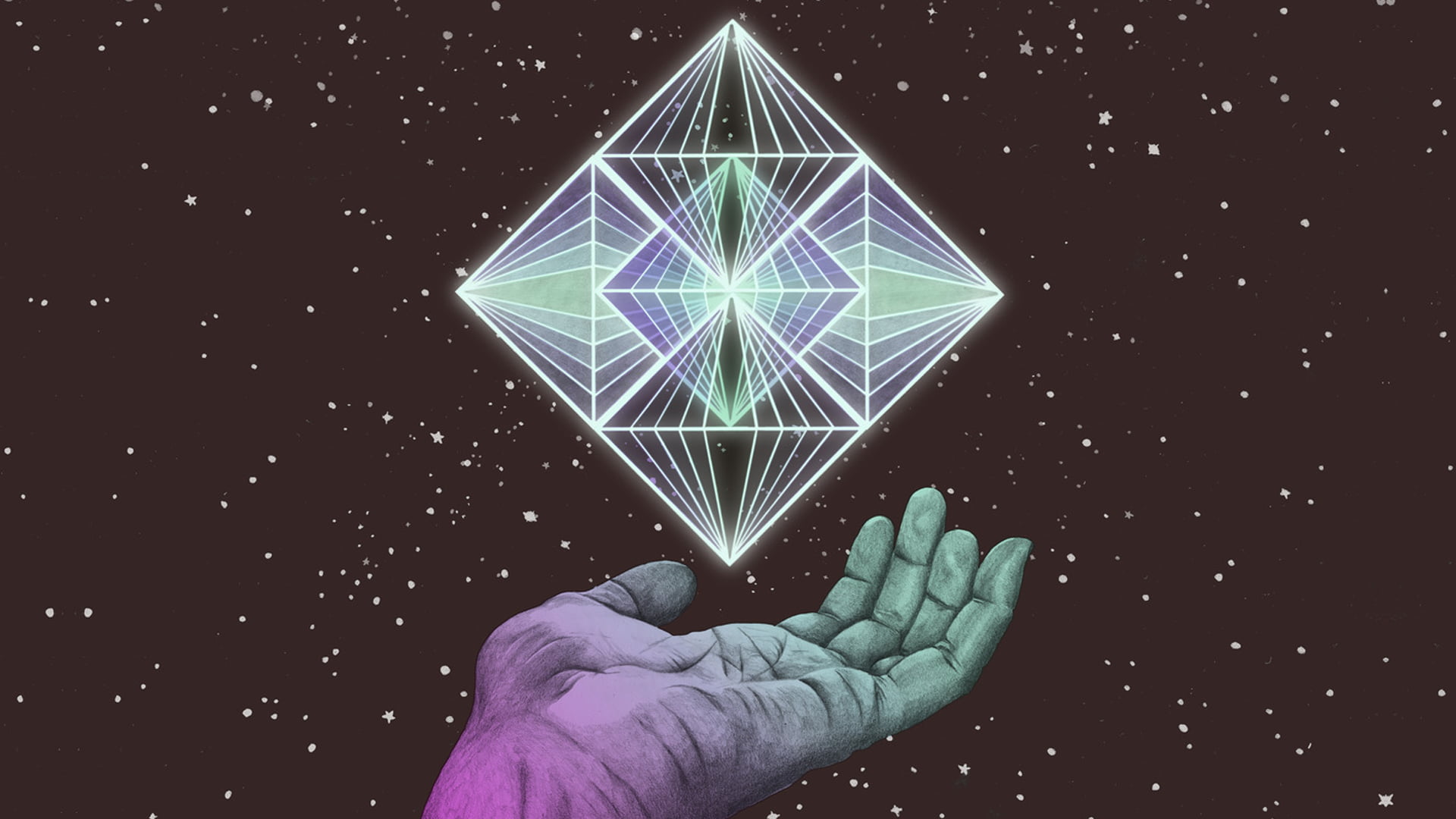 person's left hand illustration, space, hands, geometry