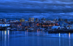 lighted building lot, cityscape, Victoria, British Columbia HD wallpaper