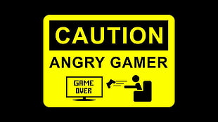 caution angry gamer text HD wallpaper