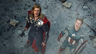 Thor and Captain America, movies, The Avengers, Thor, Captain America HD wallpaper