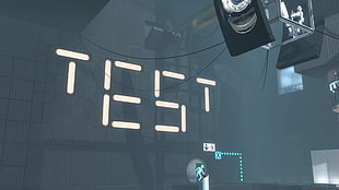Test LED signage, digital art, test operation, Portal (game), door