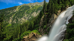 water falls photo, nature, landscape, waterfall, forest HD wallpaper