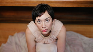woman wearing thick strap dress HD wallpaper