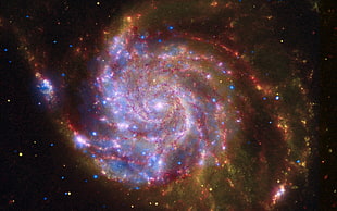 purple and red galaxy, space, galaxy, spiral galaxy, digital art