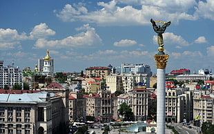 white concrete pillar, cityscape, Ukraine, Kiev, city