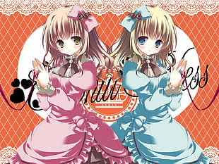 two female anime character in dressed poster