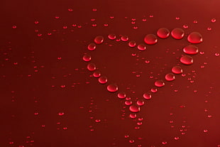 red heart-shape droplets photo