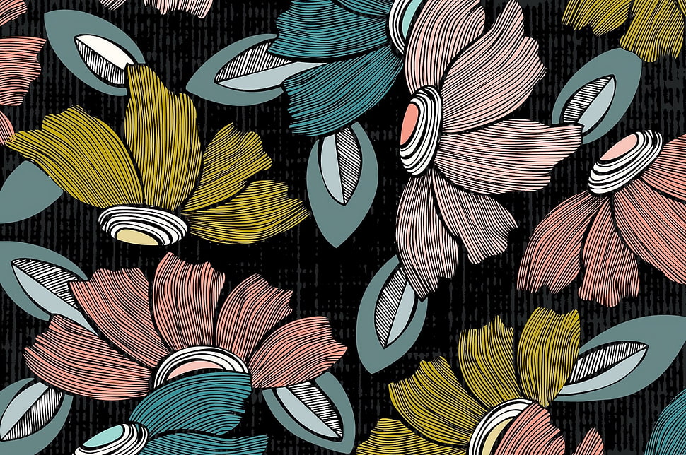 multicolored floral tapestry, flowers, artwork, abstract HD wallpaper