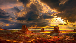 Monument Valley, Arizona, landscape, nature, sky, clouds