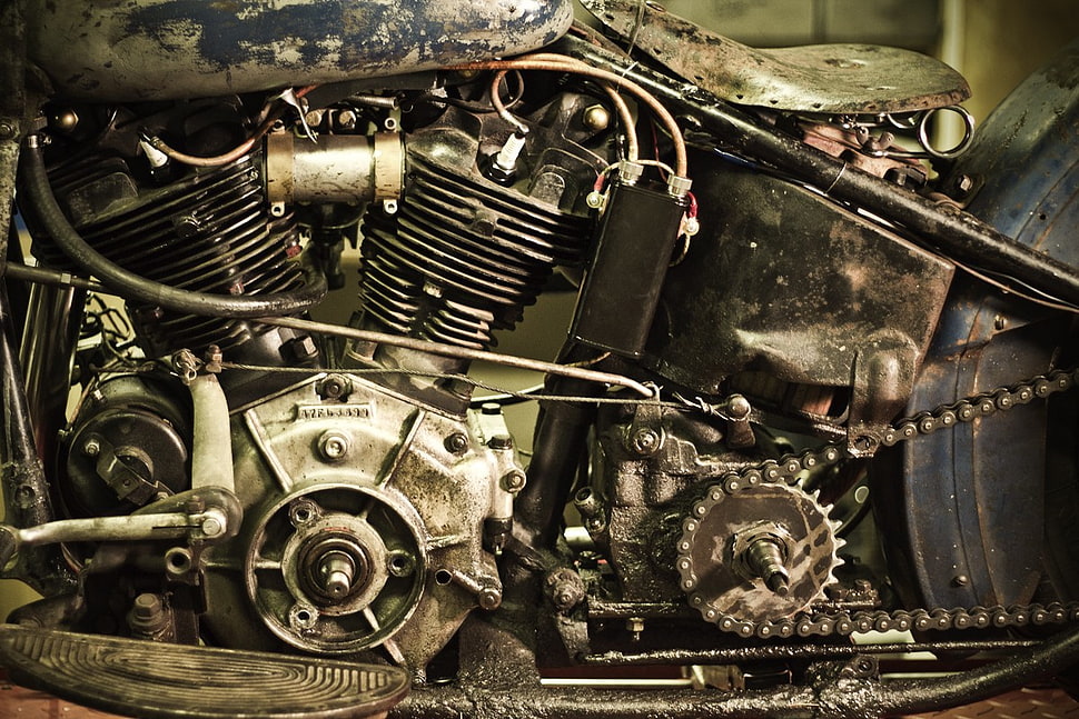 gray motorcycle engine, motorcycle HD wallpaper