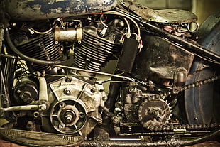 gray motorcycle engine, motorcycle