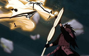 Uzumaki Naruto against Uchiha Madara HD wallpaper