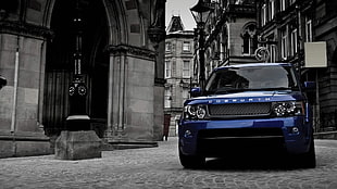 blue SUV, Range Rover, car, SUV, blue cars HD wallpaper