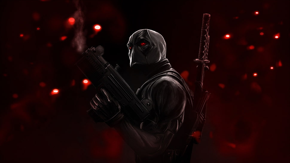 Deadpool from X-Force wallpaper, Deadpool, mask, weapon, sword HD wallpaper