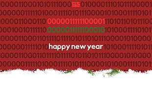 red background with Happy New Year text overlay, newyear, santa, Happy Holi, Christmas ornaments  HD wallpaper