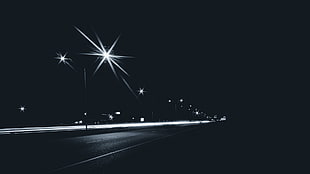 black and white wooden frame, night, road
