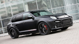 matte black SUV, Porsche Cayenne, car
