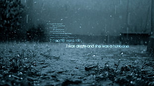 rain pouring with text overlay HD wallpaper