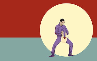 man in purple suit illustration, The Big Lebowski, minimalism, Jesus Quintana, movies
