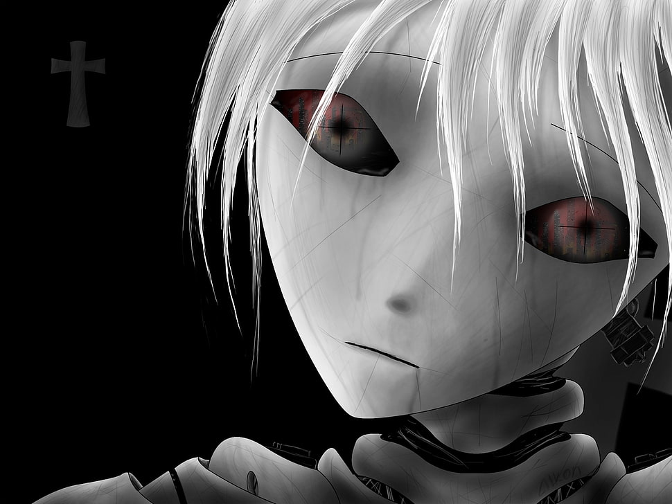 gray and black robot wallpaper HD wallpaper