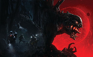 Alien illustration, Evolve, video games, hunter