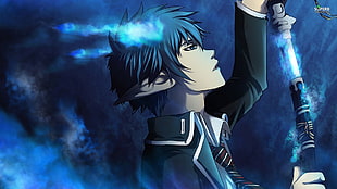 man holding black sword anime character illustration, anime, Blue Exorcist, demon, Okumura Rin